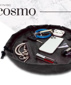Lay-n-Go Cosmo Small Drawstring Cosmetic & Makeup Bag Organizer, Toiletry Bag for Travel, Gifts, and Daily Use, 16 inch, Black 11 714JdThQuRL