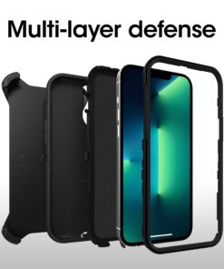 OtterBox iPhone 13 Pro Max & iPhone 12 Pro Max Defender Series Case - BLACK, Rugged & Durable, with Port Protection, Includes Holster Clip Kickstand 24 714L1sr2tbL