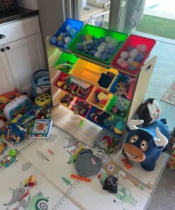 Humble Crew, Natural/Primary Kids' Toy Storage Organizer with 12 Plastic Bins, 34*35*15.5inch 46 714M u7zN2L