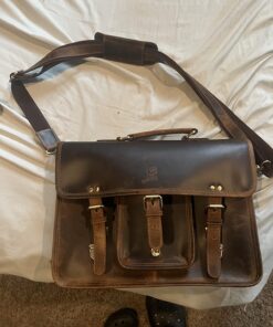 Leather Messenger Bag for Men - Full Grain Leather Briefcase Laptop Satchel Office Crossbody Travel Bag by Rustic Town (16 Inch, Brown) 41 714MHcIOUUL