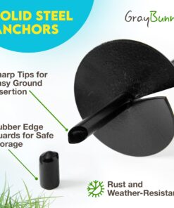 15" Ground Anchors - Trampoline Anchors High Wind Heavy Duty 3" Wide Helix Mobile Home Anchors - Includes Metal Torque Bar, 25 Feet Long Rope and Carrying Sack - 8 Pack 8 Pack w/ Bar & Rope 13 714MmCunB7L