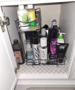 LYNK PROFESSIONAL® Slide Out Under Sink Cabinet Organizer - 11.5 in. wide x 18 inch deep - Sliding Pull Out Shelf for Inside Kitchen Cabinet or Under Sink - Lifetime Limited Warranty – Chrome 11.5x18 Chrome 35 714TxDNd7TL