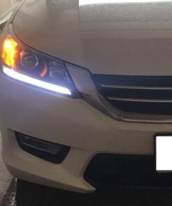 iJDMTOY Compatible With 2013-2015 Honda Accord Sedan, Set of Xenon White LED Even Illuminating Daytime Running Light Retrofit Kit, Fit Inside Parking Lamp Housing 34 714U81MvDgL