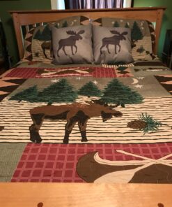 Greenland Home Moose Lodge Quilt Set, King, Natural 28 714UdXOZ31L