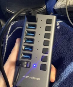 Powered USB Hub - ACASIS 7 Ports 36W USB 3.0 Data Hub - with Individual On/Off Switches and 12V/3A Power Adapter USB Hub 3.0 Splitter for Laptop, PC, Computer, Mobile HDD, Flash Drive and More 39 714Uj71ZCL