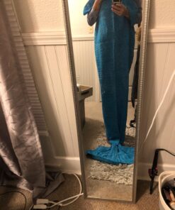 LAGHCAT Mermaid Tail Blanket Crochet Mermaid Blanket for Adult, Soft All Seasons Snuggle Mermaid Sleeping Bag Blankets 71"x35.5" Blue 41 714VeStPIL