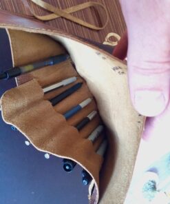 Rustic Genuine Leather Pencil Roll - Pen and Pencil Case - Dark Brown 55 714XqsChd7L