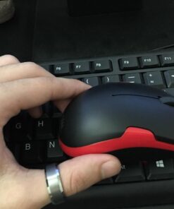 SHHHMOUSE Wireless Silent Noiseless Clickless Mobile Optical Mouse with USB Receiver and Batteries Included, Portable and Compact, for Notebook, PC, Laptop, Chromebook, Computer, MacBook (Black/Red) Black/Red 23 714Z4YC0YYL