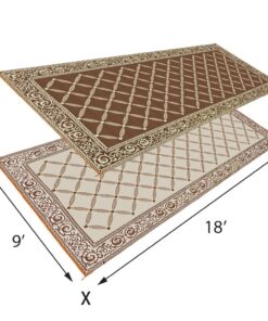 Stylish Camping 119187 9-feet by 18-feet Reversible Mat, Plastic Straw Rug, Large Floor Mat for Outdoors, RV, Patio, Backyard, Picnic, Beach, Camping (Brown/Beige) 9x18 Brown/Beige 19 714ZEMqe6L