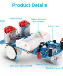 MiOYOOW Practice Soldering Learning Electronics Kit Smart Car Soldering Project Kits Line Following Robot Beginners DIY Electronics Education School Competition W/English Manual 1 Pack-soldering Tracking Car(dc Motor) 38 714ZswO07PL