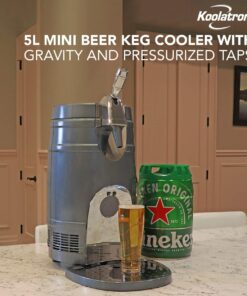 Koolatron KTB05BN 5L Mini Beer Cooler with Dual Taps for Gravity or Pressurized Top Dispensing Kegs, Includes 12V DC and 110V AC Adaptor, Black 11 714apxvATiL