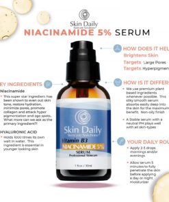 SkinDaily Niacinamide Serum for Face -1oz- Vitamin B3 Pore Minimizer Dermatologist Recommend Concentration - Targets Aging Skin, Wrinkles, Dark Spots - Superior Moisturizer and Skin Brightening 16 714bTGVazpL