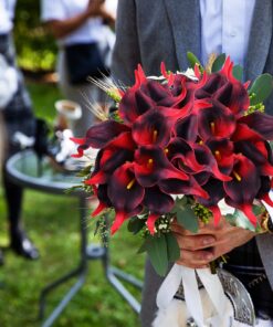Luyue 20 Pcs Fake Calla Lily Artificial Flowers Bridal Wedding Bouquet Latex Real Touch Flower Home Kitchen Office Decor-Brick Red Brick Red 24 714bufnofyL
