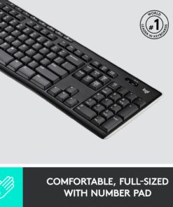 Alternative view of Logitech K270 Wireless Keyboard for Windows, 2.4 GHz Wireless, Full-Size, Number Pad, 8 Multimedia Keys, 2-Year Battery Life, Compatible with PC, Laptop, Black