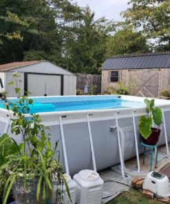 INTEX 26791EH Prism Frame Premium Rectangular Above Ground Swimming Pool Set: 16ft x 8ft x 42in – Includes 1000 GPH Cartridge Filter Pump – Removable Ladder – Pool Cover – Ground Cloth 16ft x 8ft x 42in / Rectangular 31 714eBcN3BL