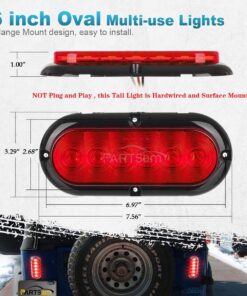 Partsam 2PCS Trailer Truck Boat Bus Red LED 6" Inch Oval Stop Turn Tail Brake Light DOT Certified Marker Lights Sealed Surface Mount 12V Waterproof IP65 Replacement for Trailer RV Trucks 19 714eQoXPm L