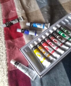 Castle Art Supplies 12 x 12ml Acrylic Paint Set | Value Beginner Set for Starters or Adult Artists | Quality Intense Colors | Smooth to Use on Range of Surfaces | In Neat Presentation Box 12 Count (Pack of 1) 27 714eY6JhNnL