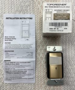 TOPGREENER Motion Sensor Switch, PIR Sensor Light Switch, Occupancy & Vacancy Modes, No Neutral Wire Required, Operable Without Ground Wire, 1.25A, 150W Dimmable LED, Single Pole, TDOS5-KM-GD, Gold 1 Pack 22 714enZYo6xL