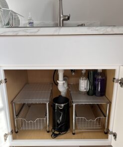 DecoBros Stackable Under Sink Cabinet Sliding Basket Organizer Drawer,Chrome Chrome 32 714f2xXa7GL