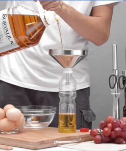 Lakatay 5-Inch Food Grade Stainless Steel Kitchen Funnel with Strainer Filter for Transferring of Liquid Dry Ingredients and Metal Cooking Funnel—Silver 1pcs-5 inch funnel 18 714gUoDdL