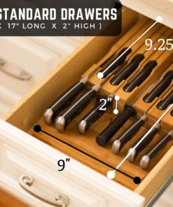 In-Drawer Bamboo Knife Block Holds 12 Knives (Not Included) Without Pointing Up PLUS a Slot for your Knife Sharpener! Noble home & chef Knife Organizer Made from Quality Moso Bamboo 12 Holder 27 714gp5CCcTL