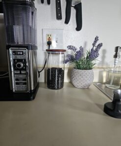 KKC HOME ACCENTS Clear Borosilicate Glass Storage Canister with Airtight Wood Lids,Sealed Glass Jar for Loose Leaf Tea,Grinder Coffee,Coffee Beans,Matcha Container,Fluid-oz 39 Floz 24 714hClQK38L