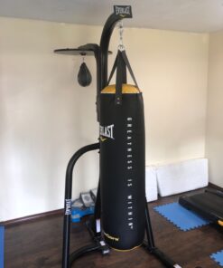 Everlast Steel Heavy Punching Bag Stand Workout Equipment for Kickboxing, Boxing, and MMA Training with 3 Plate Pegs and 100 Pound Capacity Black 78 714hv91PdML