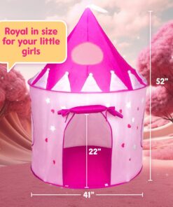 5-Piece Princess Castle Girls Pop Up Play Tent & Dress Up Costume Bundle - Playhouse Gift for Girls & Toddler for Indoor & Outdoor Use with Pink Fairy Tale Carrying Bag & Glow in The Dark Stars 26 714lwaJfsHL