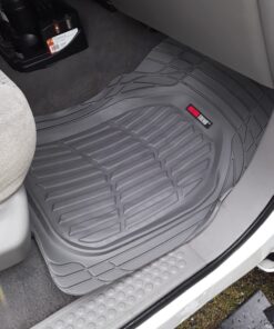 Motor Trend FlexTough Floor Mats for Cars, Gray Deep Dish All-Weather Mats, Waterproof Trim-To Fit Automotive Floor Mats for Trucks SUV, Universal Liner Car Accessories Full Set 49 714mEVCa5UL