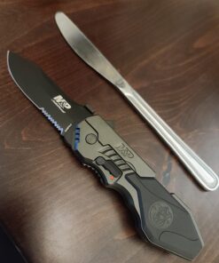 Smith & Wesson SWMP4LS 8.6in S.S. Assisted Folding Knife with 3.6in Serrated Clip Point Blade and Aluminum Handle for Outdoor Tactical Survival and EDC , Black 53 714nKdthaML 1