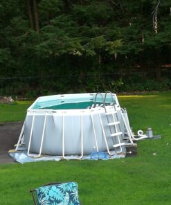 Intex 26795EH Prism Frame 16.5ft x 9ft x 48in Outdoor Above Ground Oval Swimming Pool Set with Filter Pump, Pool Cover and Ladder, Gray 16.5ft x 9ft x 48in / Oval 49 714ndB9ZcL