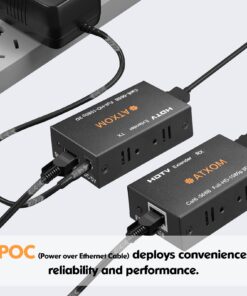 ATXOM HDMI Over Ethernet Extender, Over Cat 5e/6/7 LAN Cable, Up to 200Ft, Full HD 1080P @ 60HZ, EDID Copy, Dolby Digital/DTS Compatible, High Resolution Signal, Balun Transmitter and Receiver 46 714nwCBx8YL