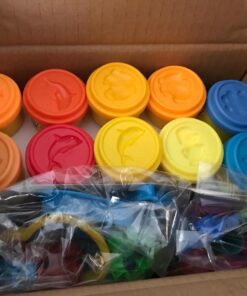 KIDDY DOUGH 40 Pack of Birthday Party Favors Bulk Dough & Clay Pack - Includes Molded Animal Shaped Lids + 40 Shapes & Numbers Dough Tools - Holiday Edition - (1oz Tubs - 40oz Total), Multi Color 26 714oNma PrL