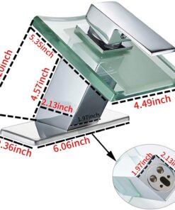 BWE Waterfall Bathroom Faucet Chrome Glass Spout Bathtub Sink Faucets with Supply Lines Single Handle Single Hole Modern Lavatory Vanity Bath Mixer Tap 31 714omrVRbEL