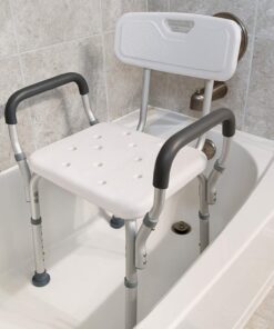 Vaunn Medical Shower Chair Bath Seat With Padded Arms, Removable Back and Adjustable Legs, Bathtub Safety and Support 31 714qzRlxdtL