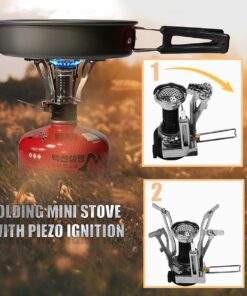 Bisgear 16pcs Camping Cookware Backpacking Stove Mess Kit – Camping Cooking Set - Camping Pots and Pans Set - Camping Accessories Equipment - Backpacking Supplies Survival Gear Black 36 714rU3VCqUL