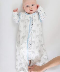SwaddleDesigns Cotton Flannel Sleeping Sack, Sleeveless Wearable Blanket with 2-Way Zipper, Made in USA, Elephant and SeaCrystal Chickies, 6-12 Months Seacrystal Elephant & Chickies Medium 6-12 Month 12 714rwyGbmLL