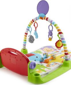 Fisher-Price Baby Playmat Deluxe Kick & Play Piano Gym & Maracas with Smart Stages Learning Content,5 Linkable Toys & 2 Soft Rattles (Amazon Exclusive) Kick N Play Green + Maracas 35 714tJLbUX0L