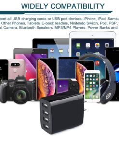 Wall Charger, USB Charger Adapter, AILKIN 4.8A 4Multi Port Fast Charging Station Power Base Block Plug Cube Brick for iPhone 15 14 SE 13 12 11Pro Max/XR/XS/8Plus, Samsung A14/A13/S23/S22 Kindle Plug Black 1 27 714tYoFUbqL