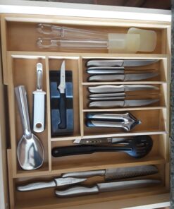 Bellemain Expandable Bamboo Drawer Organizer - Large Kitchen Utensil Holder for Cutlery, Silverware, Flatware Storage - Utensil Organizer for Kitchen Drawers, Desk, Junk Drawer Organizer Tray, 8-Slot 37 714ti3O kqL