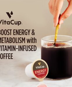 VitaCup Energy Dark Roast Coffee Pods, Boost Focus & Metabolism, Antioxidants, B Vitamins, Bold & Smooth,100% Arabica Coffee, Recyclable Single Serve Pod Compatible with Keurig K-Cup Brewers,16 Ct Dark Roast Energy 16 Count (Pack of 1) 21 714v7Ul8RTL