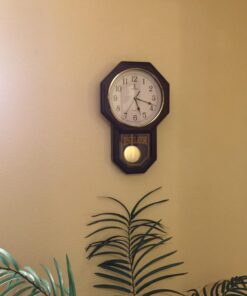 Pendulum Wall Clock - Regulator Clock - Wooden Schoolhouse Wall Clock with Pendulum - Wood Pendulum Clock Battery Operated - Decorative Wall Clocks for Living Room Decor, Home, Office and Gift 18x11 35 714vnpbYLRL