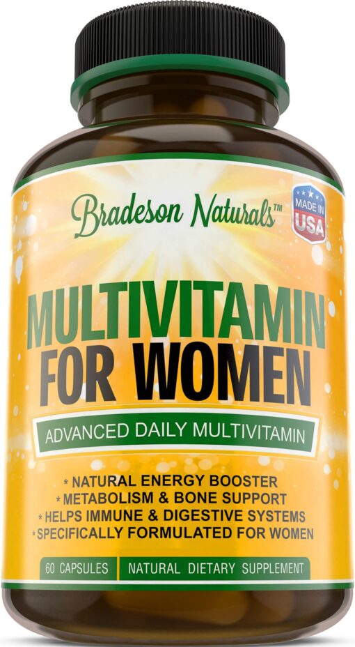 Women's Multivitamin Supplement. Vitamins A C D E & Vitamin B Complex. Immune & Female Support + Antioxidant & Natural Energizers. Non-GMO, Gluten Free, Made in the USA,60 Caps Women