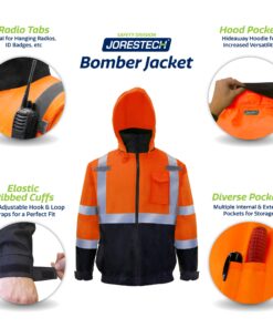 JORESTECH High Visibility Waterproof Bomber Jacket ANSI/ISEA 107-2015 Class 3 Level 2 … Large Orange 9 714xU9JLWJL