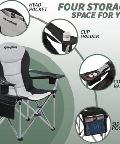 KingCamp Oversized Camping Folding Chair, High Back Heavy Duty Lumbar Support Padded Camp Chair with Cup Holder, Portable for Outdoor, Sports, Picnic Black/Mediumgrey 1 PACK 30 714ymKzQc5L