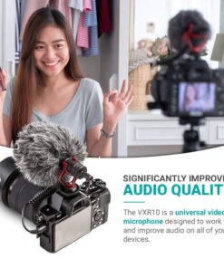 Movo VXR10 Universal Shotgun Mic for Camera - Camera Microphone for DSLR, iPhone and Android Smartphones - Compatible with Canon EOS, Nikon, and Sony Cameras - with Shock Mount, Deadcat Windscreen 25 715 NlGek8L