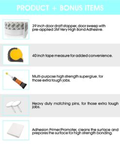 Door Draft Stopper – High Performance Silicone Door Sweep w VHB Adhesive 3M Strip | Draft Blocker for Under Door Seal Gap Interior & Exterior Doors Weather Stripping Soundproof | Draft Guard Insulator 29 715 qBoZ LL
