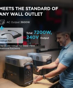 EF ECOFLOW 240V/7200Wh Home Battery Backup: 2 DELTA Pro with Double Voltage Hub, Lifepo4 Power Station, 7200W Electric Generator for Home Use, Blackout, Emergency DELTA Pro x 2+DVH 12 7150v1l7oZL