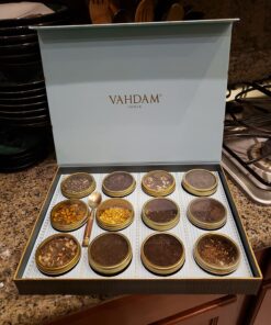 VAHDAM, New Year Tea Gifts 2024 - Assorted 12 Loose Leaf Teas | Premium Tea Gift Set - Gluten Free, 100% Natural Ingredients | Gifts For Women & Men BLOOM (12 Tin Caddy) 20 71513nuje8L