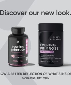 Sports Research Evening Primrose Supplement from Cold Pressed Oil - Softgels for Women’s Health & Skin Health - Gluten Free & Non-GMO GLA - High Potency 1300mg, 120 Count 120 Count (Pack of 1) 23 71537095UoL